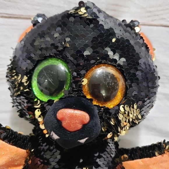 TY Flippables Beanie Boos Omen Bat 9.5" Plush Stuffed Animal Sequins Black Gold - Picture 2 of 10